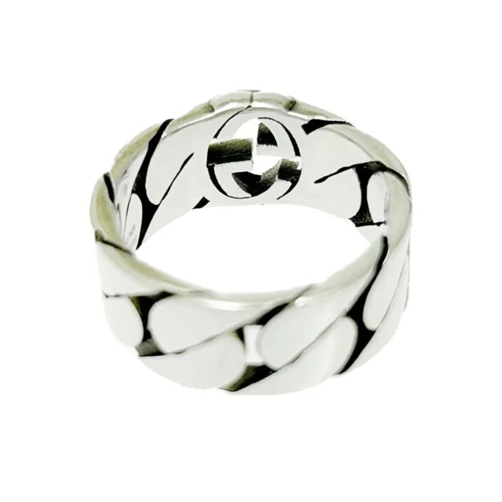 Gucci Silver Interlocking G Chain Ring 6.4 g 925 Engraved Ring - Picture 5 of 8